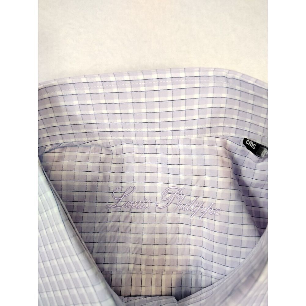 Louis‎ Philippe Shirt Men's Large 42 CMS Purple White Corpcore Workewear Office - Picture 3 of 12